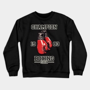 Vintage Boxing Gloves with Champion Boxing Club Text Crewneck Sweatshirt